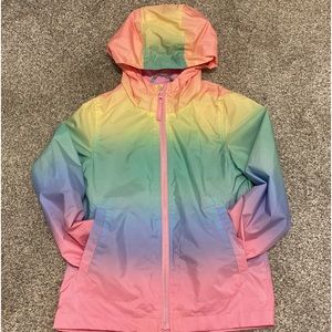 Girls Rainbow Rain Jacket Size 7/8
